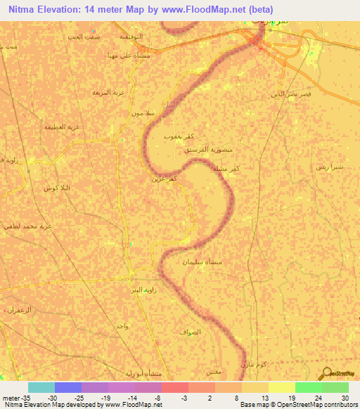 Nitma,Egypt Elevation Map