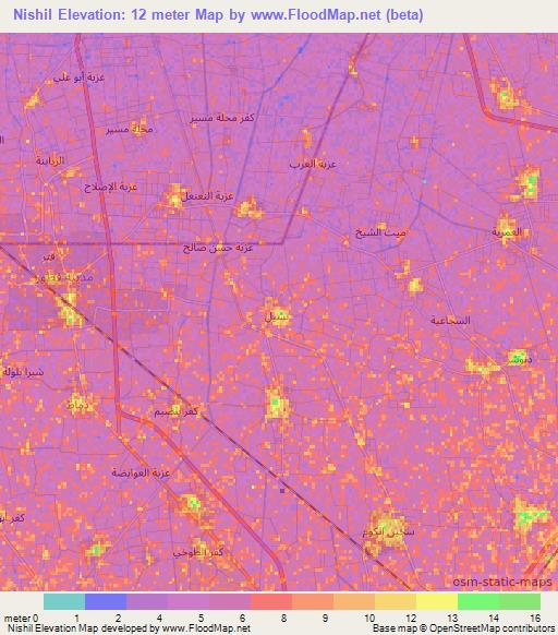 Nishil,Egypt Elevation Map