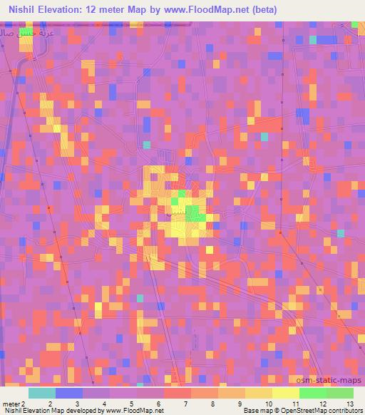 Nishil,Egypt Elevation Map