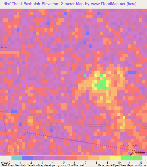 Nisf Thani Bashbish,Egypt Elevation Map