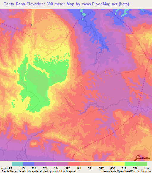 Canta Rana,Dominican Republic Elevation Map