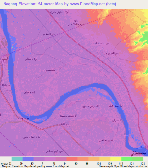 Naqnaq,Egypt Elevation Map