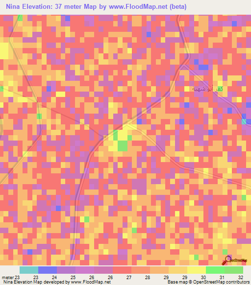 Nina,Egypt Elevation Map