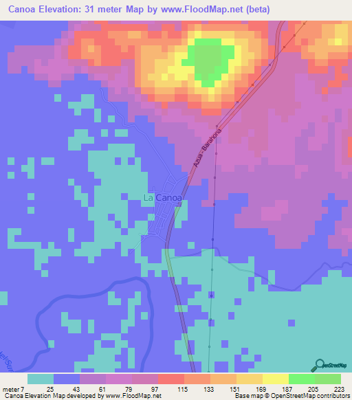 Canoa,Dominican Republic Elevation Map