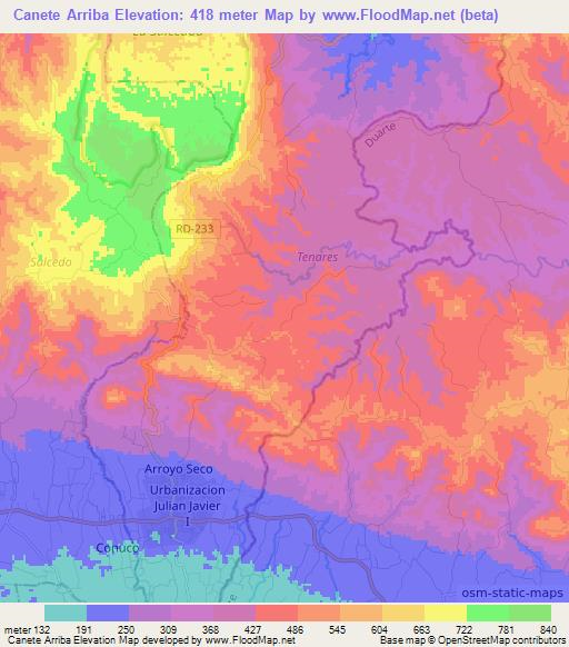 Canete Arriba,Dominican Republic Elevation Map