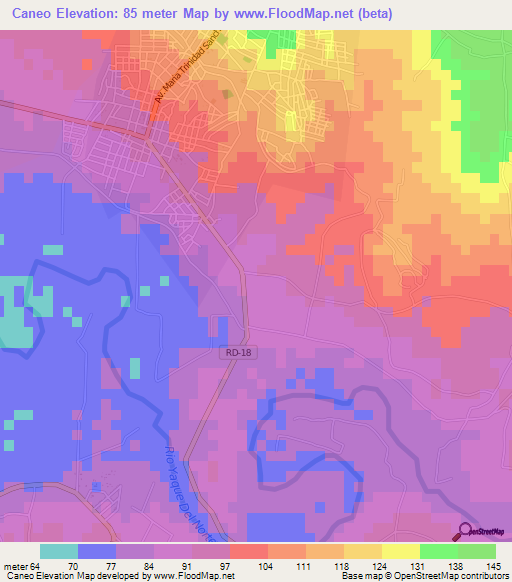 Caneo,Dominican Republic Elevation Map