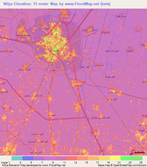 Nifya,Egypt Elevation Map