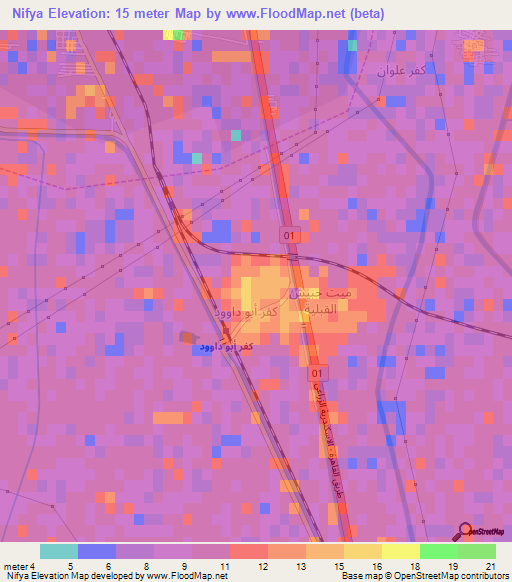 Nifya,Egypt Elevation Map