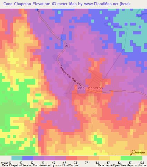 Cana Chapeton,Dominican Republic Elevation Map