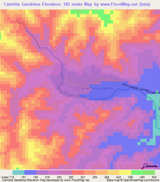 Cambita Garabitos,Dominican Republic Elevation Map