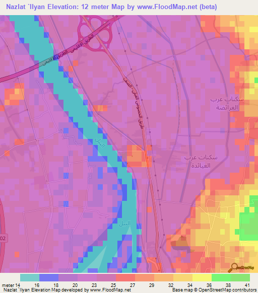 Nazlat `Ilyan,Egypt Elevation Map