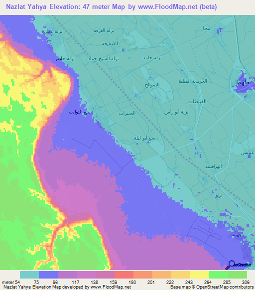 Nazlat Yahya,Egypt Elevation Map