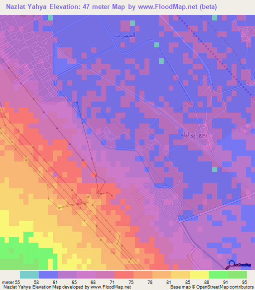 Nazlat Yahya,Egypt Elevation Map