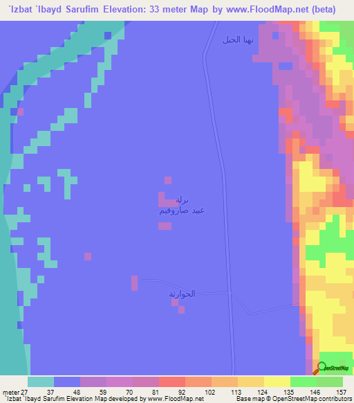 `Izbat `Ibayd Sarufim,Egypt Elevation Map