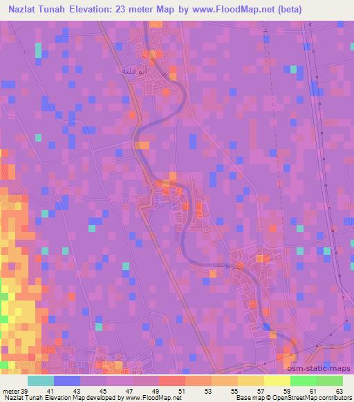 Nazlat Tunah,Egypt Elevation Map