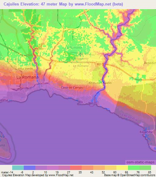 Cajuiles,Dominican Republic Elevation Map