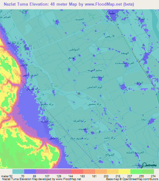 Nazlat Tuma,Egypt Elevation Map