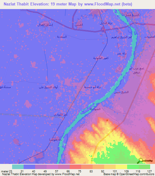 Nazlat Thabit,Egypt Elevation Map