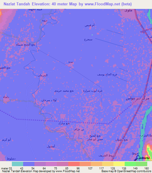 Nazlat Tandah,Egypt Elevation Map