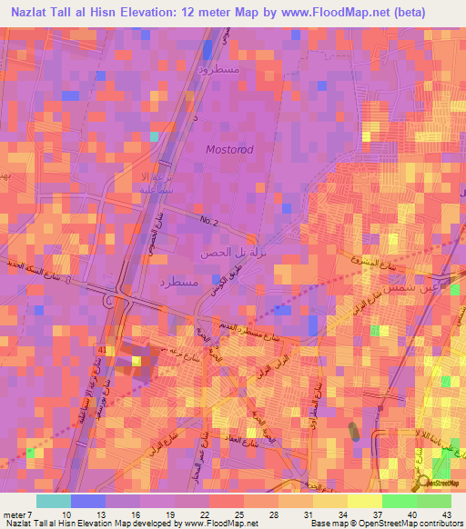 Nazlat Tall al Hisn,Egypt Elevation Map