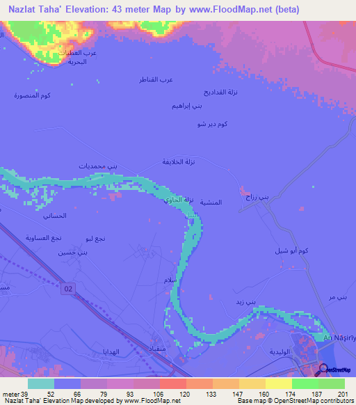 Nazlat Taha',Egypt Elevation Map