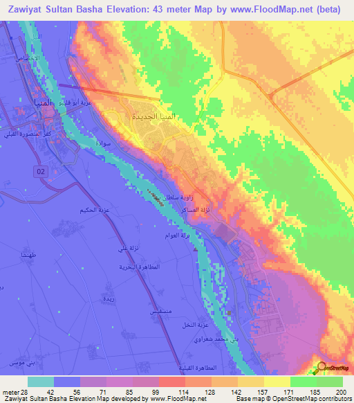 Zawiyat Sultan Basha,Egypt Elevation Map