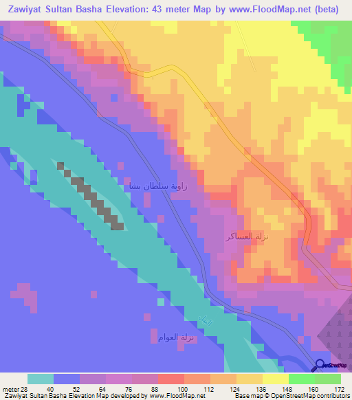 Zawiyat Sultan Basha,Egypt Elevation Map