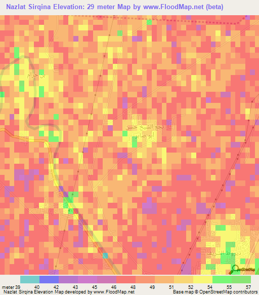 Nazlat Sirqina,Egypt Elevation Map