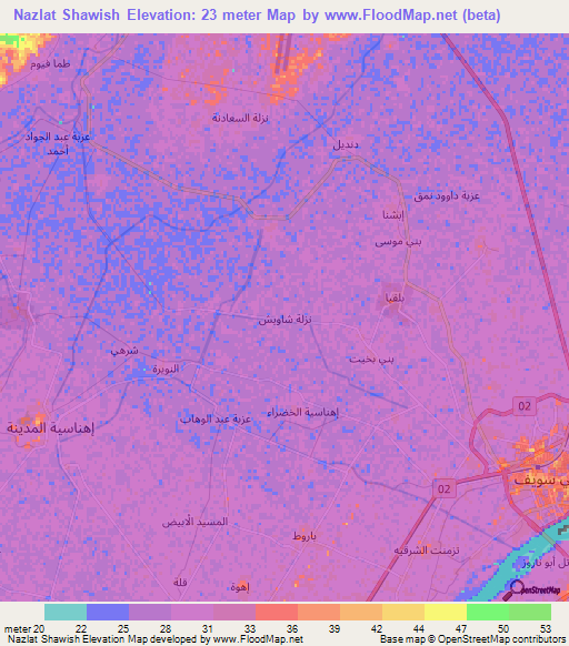 Nazlat Shawish,Egypt Elevation Map