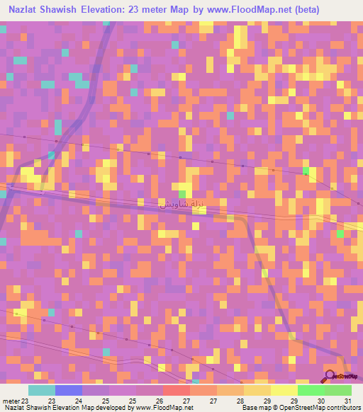 Nazlat Shawish,Egypt Elevation Map