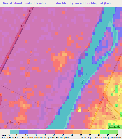 Nazlat Sharif Basha,Egypt Elevation Map