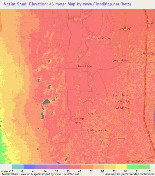 Nazlat Shadi,Egypt Elevation Map