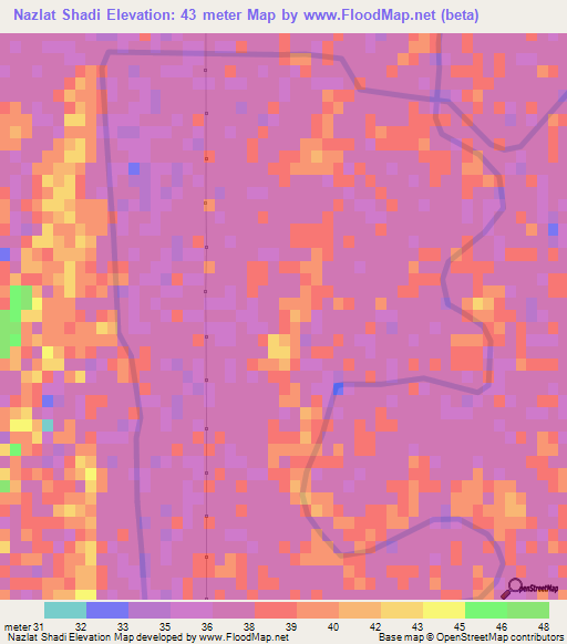 Nazlat Shadi,Egypt Elevation Map