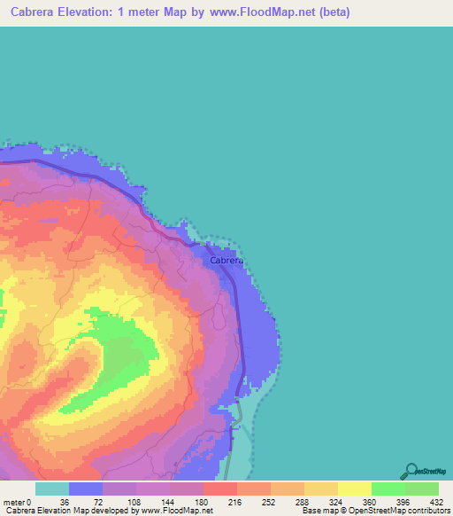 Cabrera,Dominican Republic Elevation Map