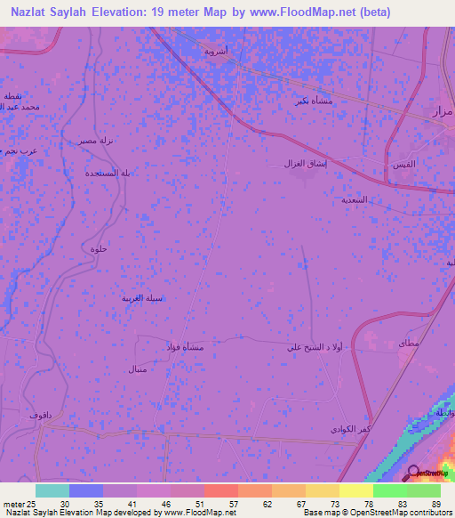 Nazlat Saylah,Egypt Elevation Map