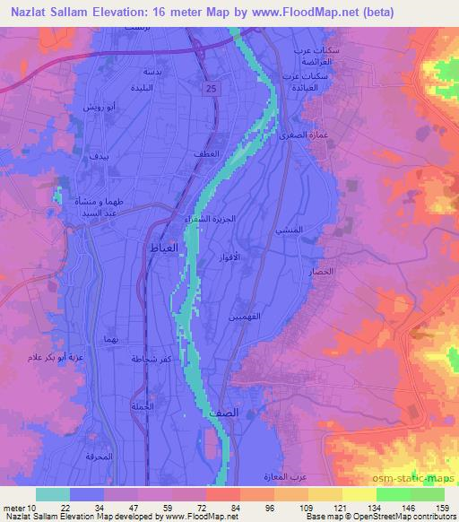 Nazlat Sallam,Egypt Elevation Map