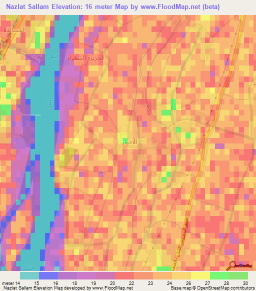 Nazlat Sallam,Egypt Elevation Map