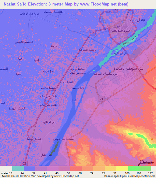 Nazlat Sa`id,Egypt Elevation Map