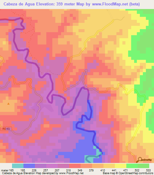 Cabeza de Agua,Dominican Republic Elevation Map