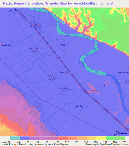 Nazlat Rumayh,Egypt Elevation Map