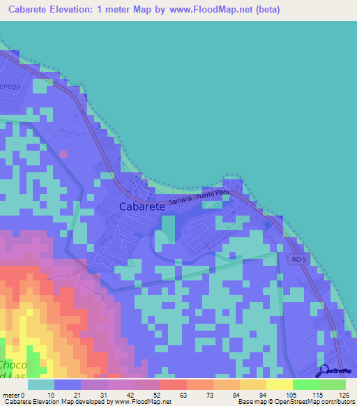 Cabarete,Dominican Republic Elevation Map