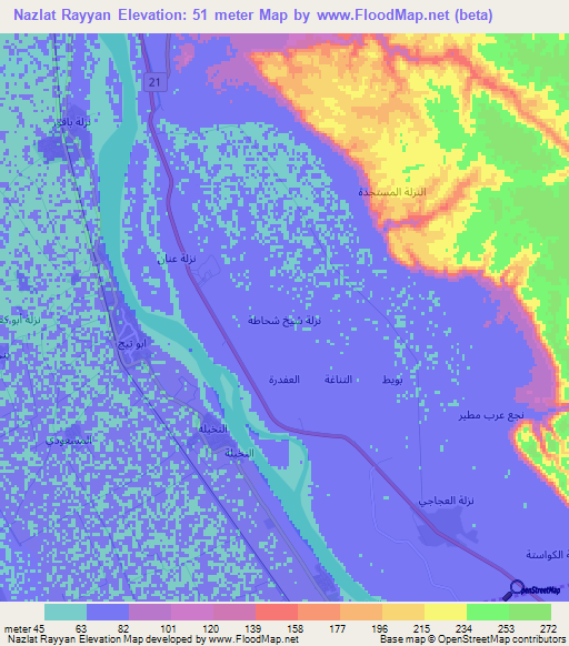 Nazlat Rayyan,Egypt Elevation Map