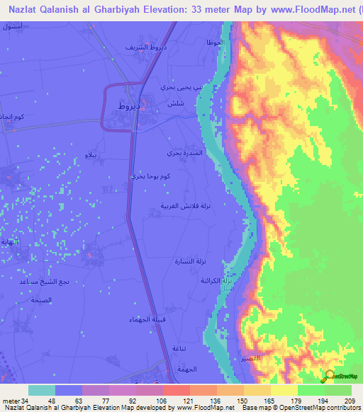 Nazlat Qalanish al Gharbiyah,Egypt Elevation Map