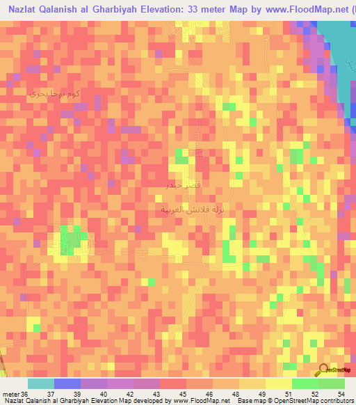 Nazlat Qalanish al Gharbiyah,Egypt Elevation Map