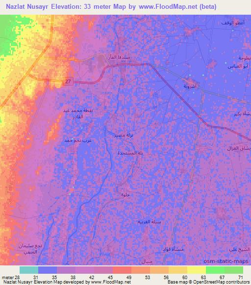 Nazlat Nusayr,Egypt Elevation Map