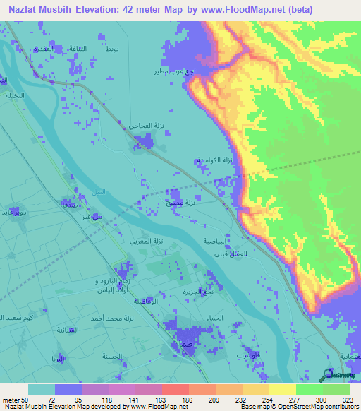 Nazlat Musbih,Egypt Elevation Map