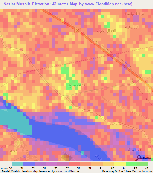 Nazlat Musbih,Egypt Elevation Map