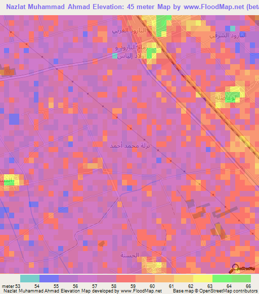 Nazlat Muhammad Ahmad,Egypt Elevation Map