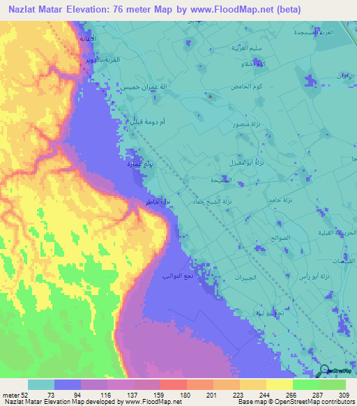 Nazlat Matar,Egypt Elevation Map