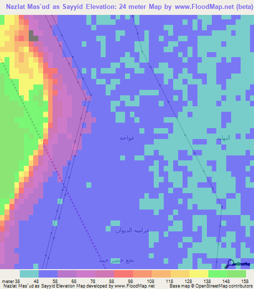 Nazlat Mas`ud as Sayyid,Egypt Elevation Map